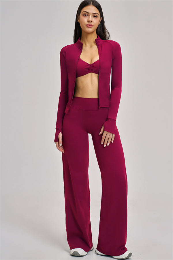 The Swoon Jacket Sports Bra Flared Leggings 3-Piece Set
