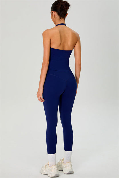 The Solid Halter Tank Top Leggings 2-Piece Set