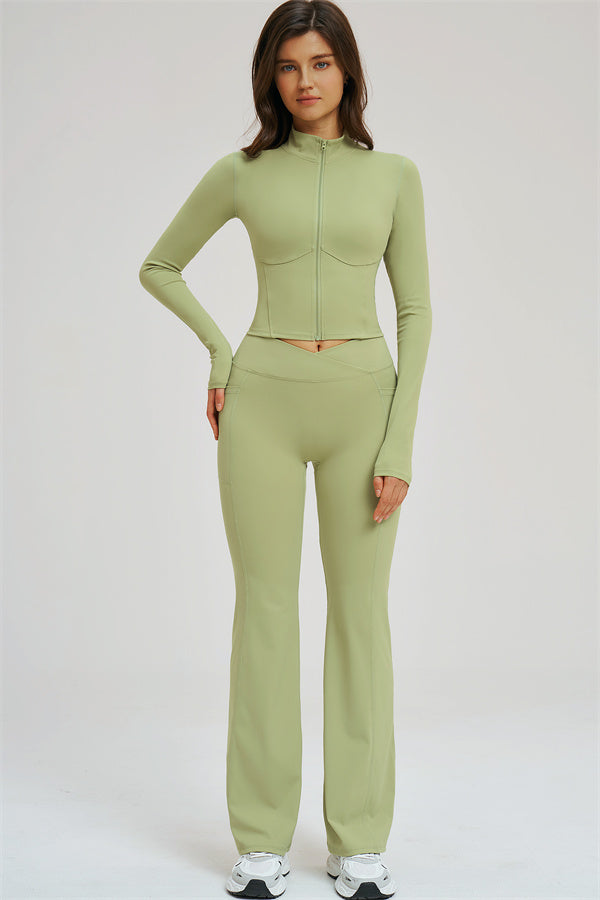 The Sizzle Zip Jacket Flared Leggings 2-Piece Set