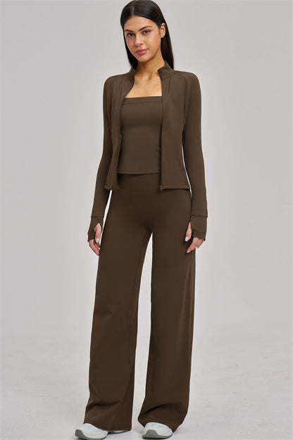 The Swoon Jacket Tank Top Flared Leggings 3-Piece Set