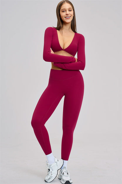 The Zestful Long Sleeve Crop Top Leggings 2-Piece Set