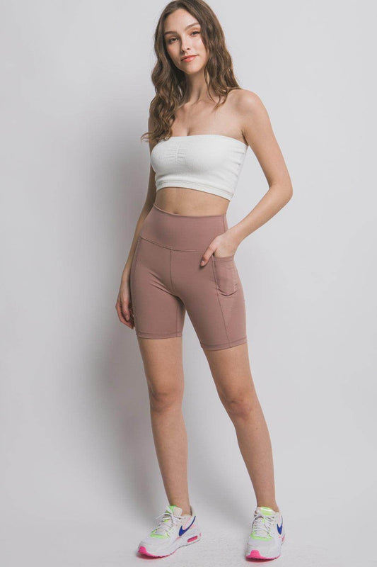 Love Tree High Waist Seam Detail Active Shorts for Women