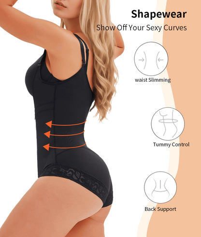 Women's Fajas Colombianas Shapewear for Women  Postpartum Tummy Control Bodysuit Full Body Shaper for Women Body Butt Lifter Panties  Zipper Straps Thong Bodysuit