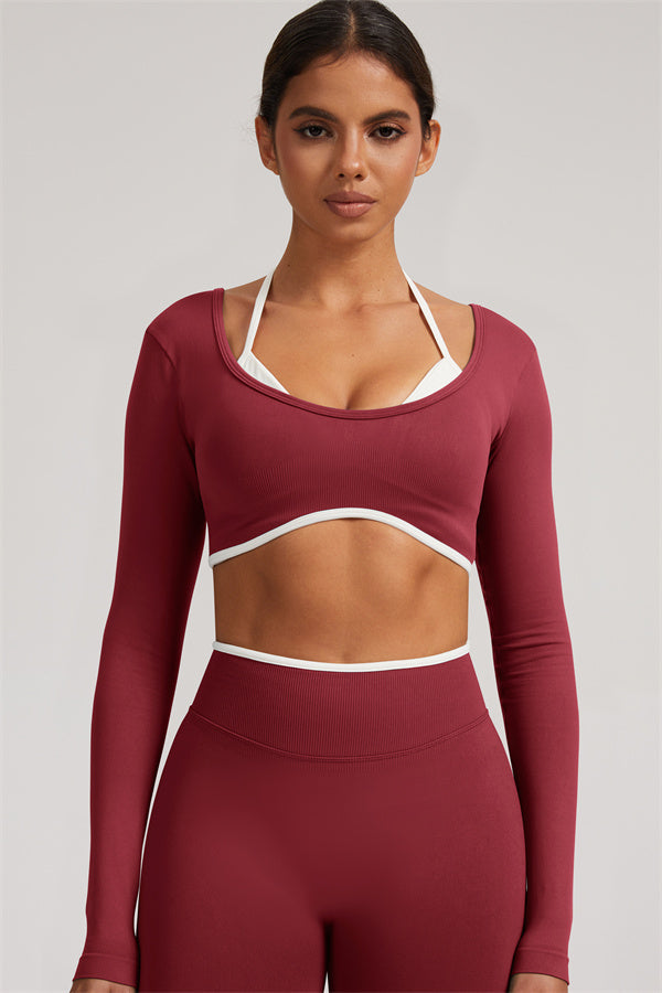 The Elevate Long Sleeve Crop top Shorts 2-Piece Set