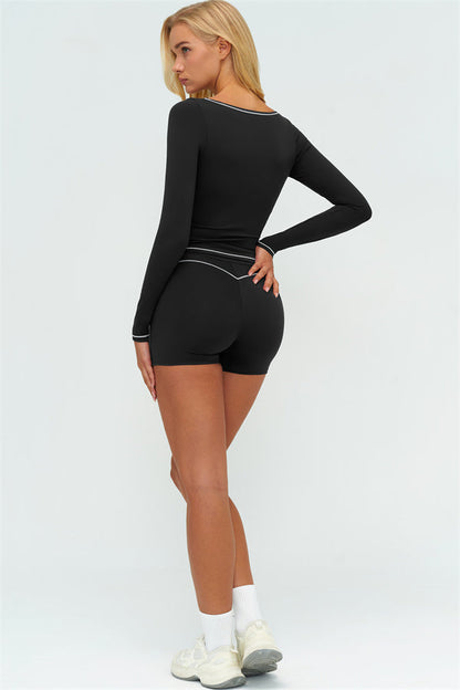 The Amara Long Sleeve T-shirt Shorts 2-Piece Set
