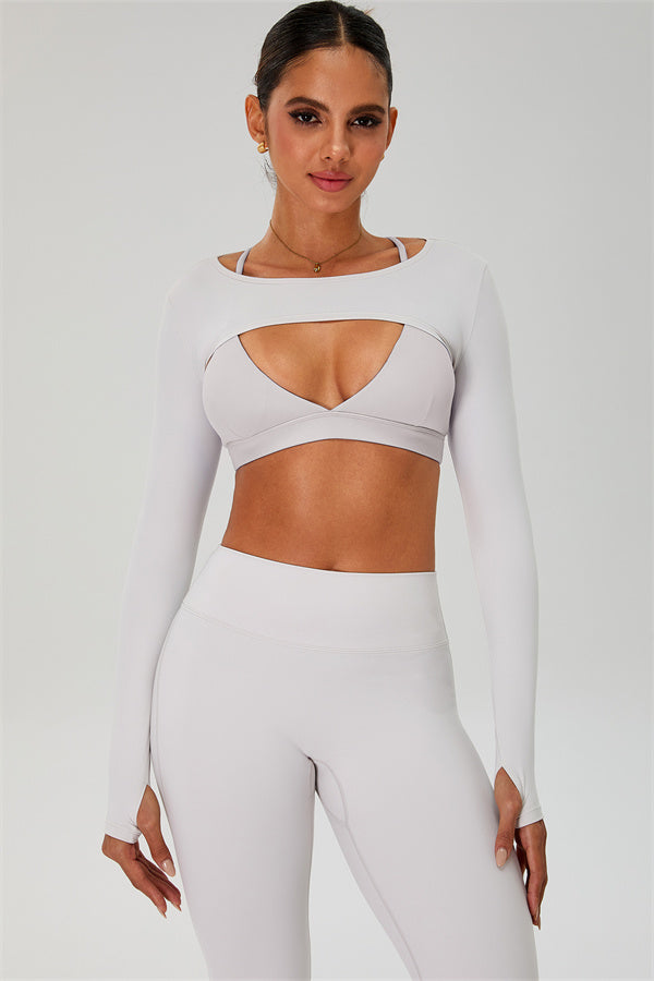The Ember Sports Bra Crop Top Flared Leggings 3-Piece Set
