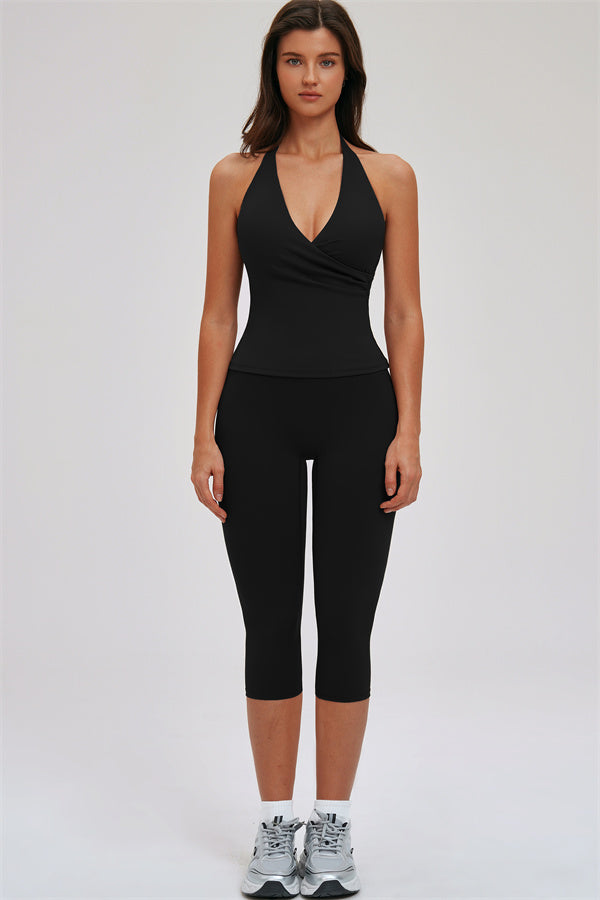 The Twirl Halter Tank Top Capri Leggings 2-Piece Set