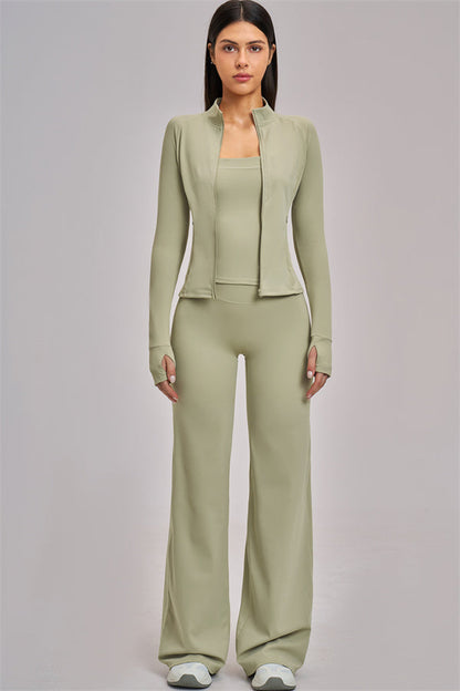 The Swoon Jacket Tank Top Flared Leggings 3-Piece Set
