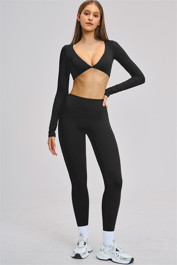 The Zestful Long Sleeve Crop Top Leggings 2-Piece Set
