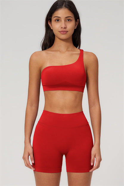 The Empower One-Shoulder Sports Bra Shorts 2-Piece Set