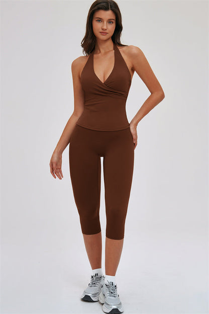 The Twirl Halter Tank Top Capri Leggings 2-Piece Set
