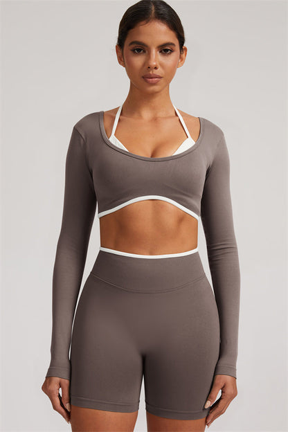 The Elevate Long Sleeve Crop top Shorts 2-Piece Set