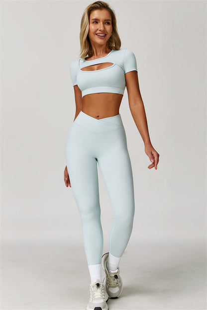 The Lavish Cut-out Crop Top Leggings 2-Piece Set