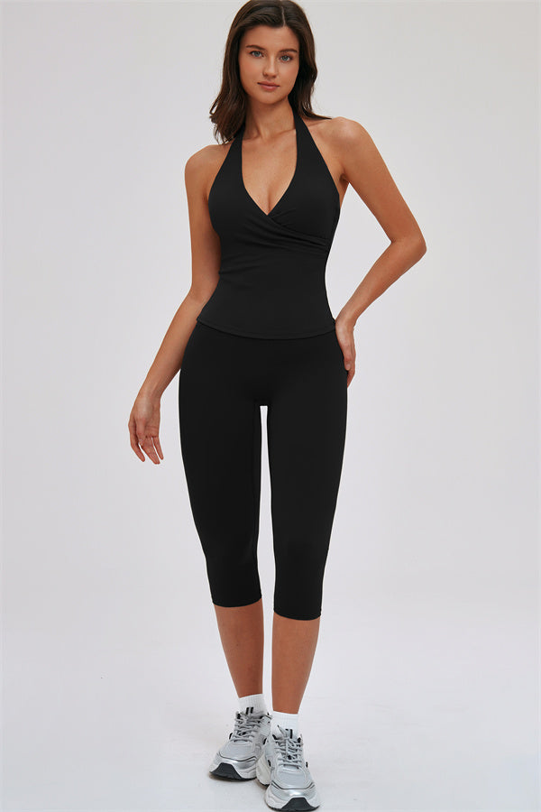 The Twirl Halter Tank Top Capri Leggings 2-Piece Set