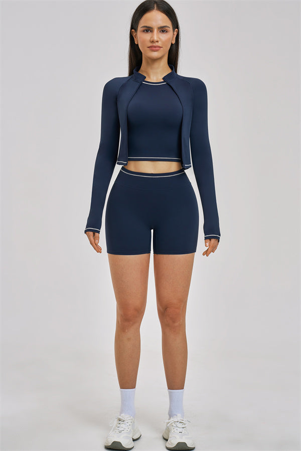 The Unbound Jacket Crop Top Shorts 3-Piece Set