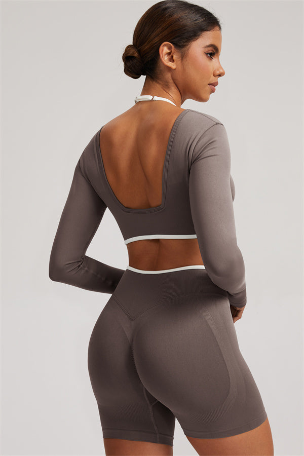 The Elevate Long Sleeve Crop top Shorts 2-Piece Set