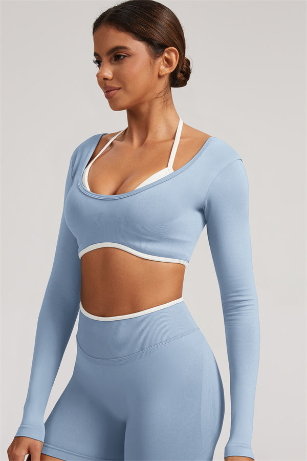 The Elevate Long Sleeve Crop top Shorts 2-Piece Set