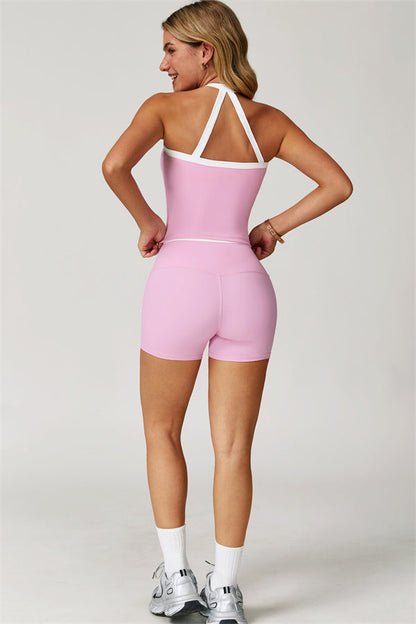 The Quest Cross Back Crop Top Shorts 2-Piece Set