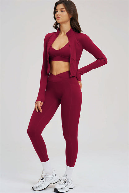 The Sizzle Zip Jacket Sports Bra Leggings 3-Piece Set
