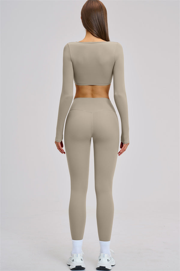 The Zestful Long Sleeve Crop Top Leggings 2-Piece Set
