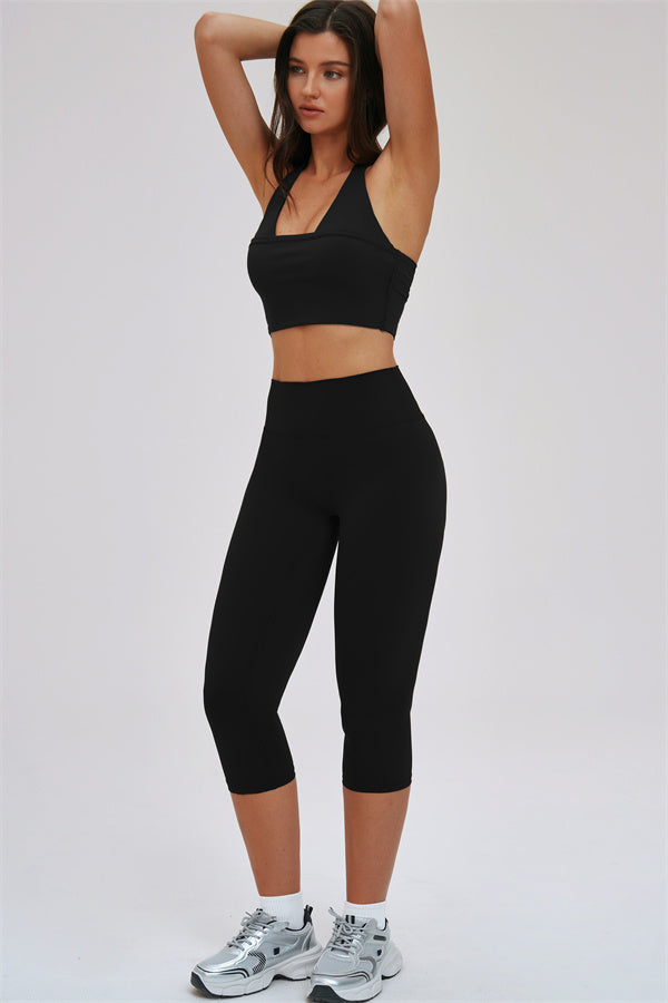 The Twirl Halter Tank Top Capri Leggings 2-Piece Set