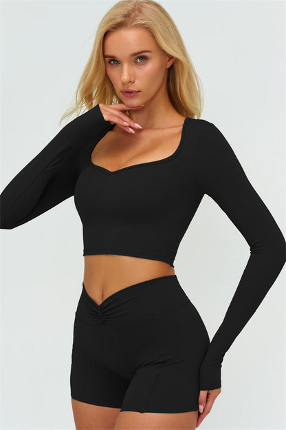 The Lushness Long Sleeve Crop top Shorts 2-Piece Set