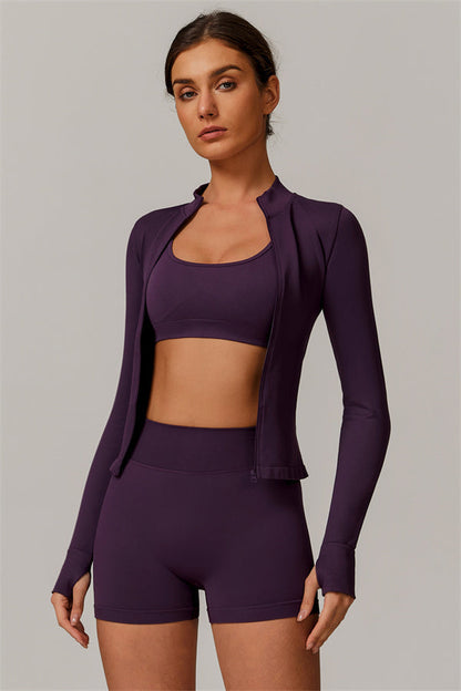 The Nova Luxe Jacket Sports Bra Shorts 3-Piece Set