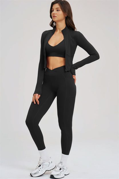 The Sizzle Zip Jacket Sports Bra Leggings 3-Piece Set