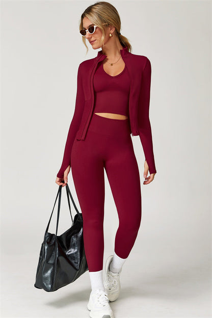 The Delight Jacket Sports Bra Leggings 3-Piece Set