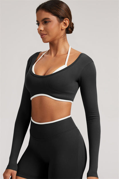 The Elevate Long Sleeve Crop top Shorts 2-Piece Set