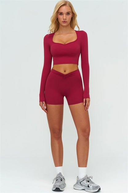 The Lushness Long Sleeve Crop top Shorts 2-Piece Set