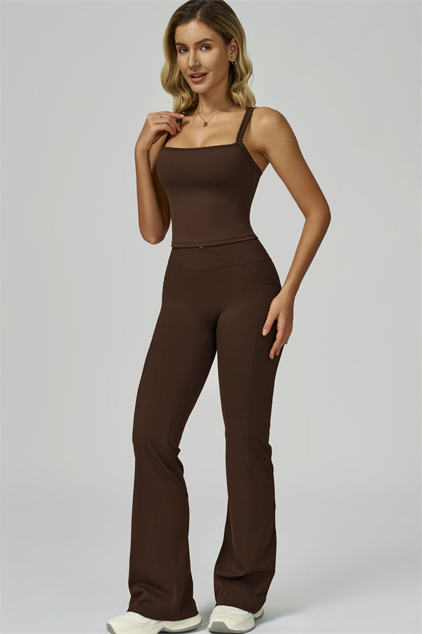 The Flourish Crop Tank Flared Leggings 2-Piece Set