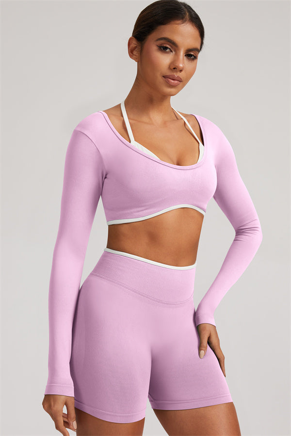 The Elevate Long Sleeve Crop top Shorts 2-Piece Set