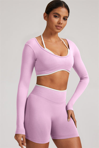 The Elevate Long Sleeve Crop top Shorts 2-Piece Set