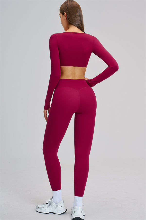 The Zestful Long Sleeve Crop Top Leggings 2-Piece Set