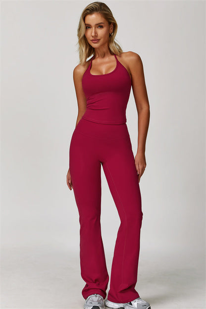 The Surge Halter Crop Top Flared Leggings 2-Piece Set