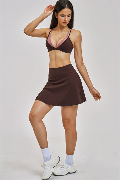 The Seraphine Layered V Sports Bra Skirt 2-Piece Set