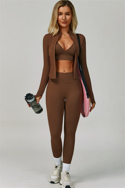 The Empower Jacket Sports Bra Leggings 3-Piece Set