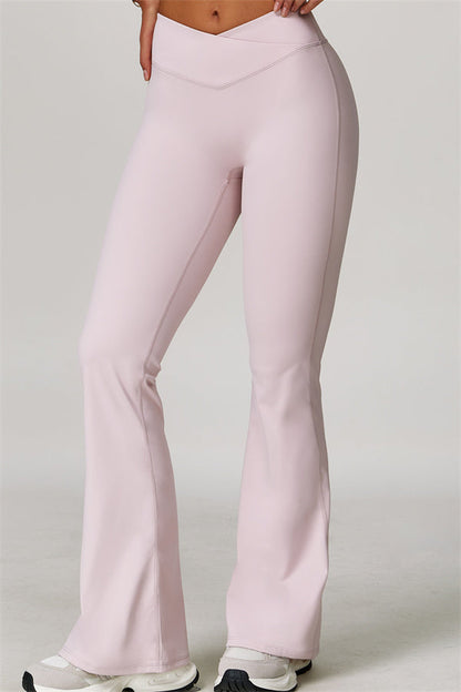 The Lavish Long Sleeve Cut-out Crop Top Flared Leggings 2-Piece Set