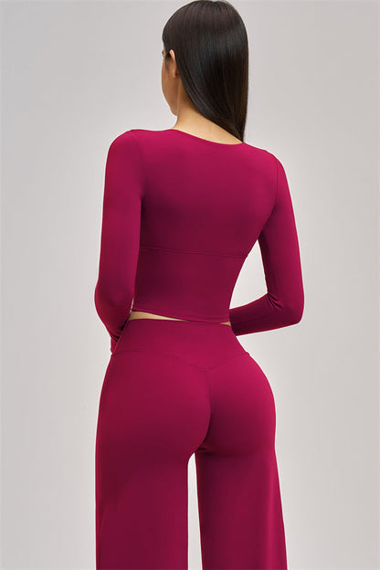 The Swoon Long Sleeve Crop top Flared Leggings 2-Piece Set