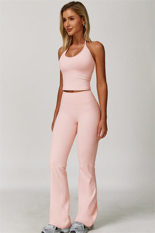 The Surge Halter Crop Top Flared Leggings 2-Piece Set