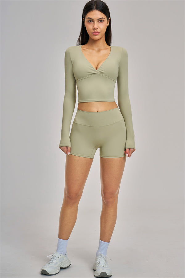 The Swoon Long Sleeve Crop top Shorts 2-Piece Set