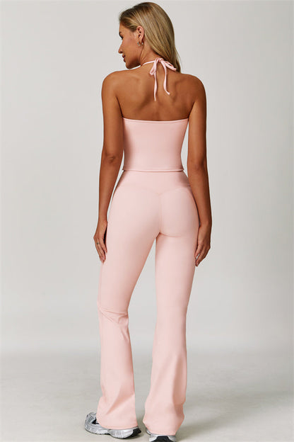 The Surge Halter Crop Top Flared Leggings 2-Piece Set