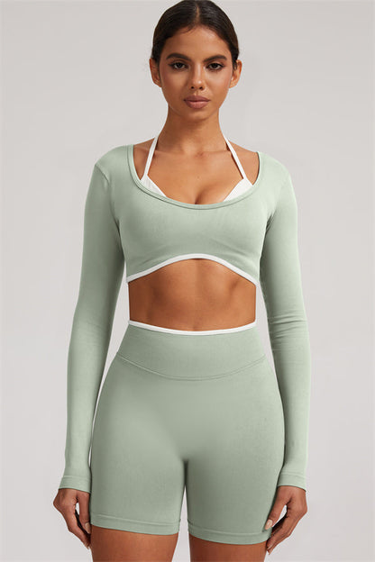 The Elevate Long Sleeve Crop top Shorts 2-Piece Set