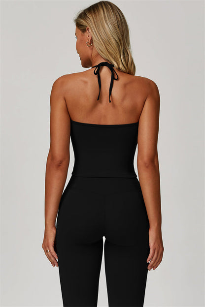 The Surge Halter Crop Top Flared Leggings 2-Piece Set