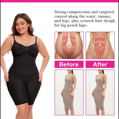 Seamless Postpartum Shapewear | Mid-Thigh Tummy Control Bodysuit