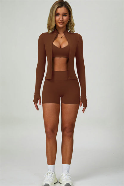 The Seraphine Jacket Sports Bra Shorts 3-Piece Set