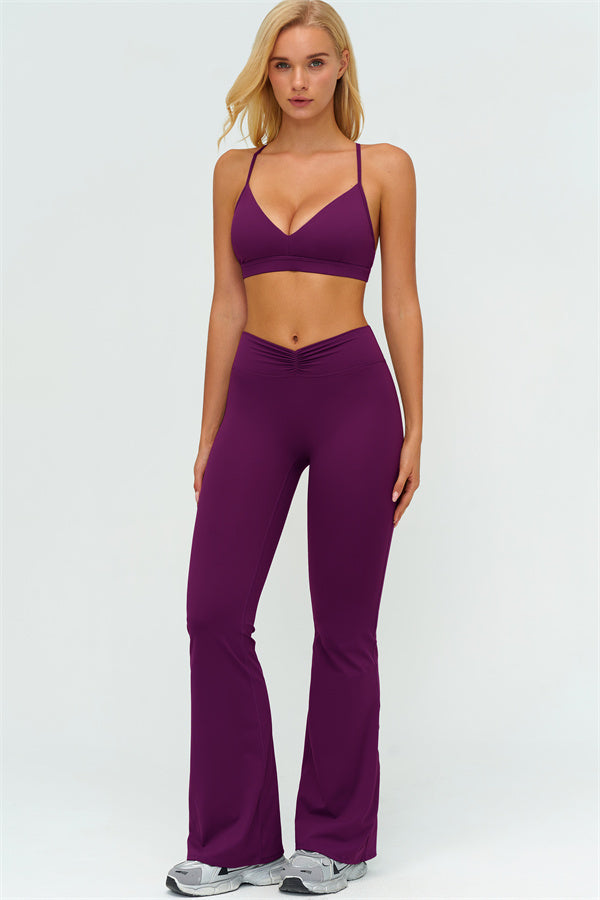 The Lushness Y-Back Sports Bra Flared Leggings 2-Piece Set