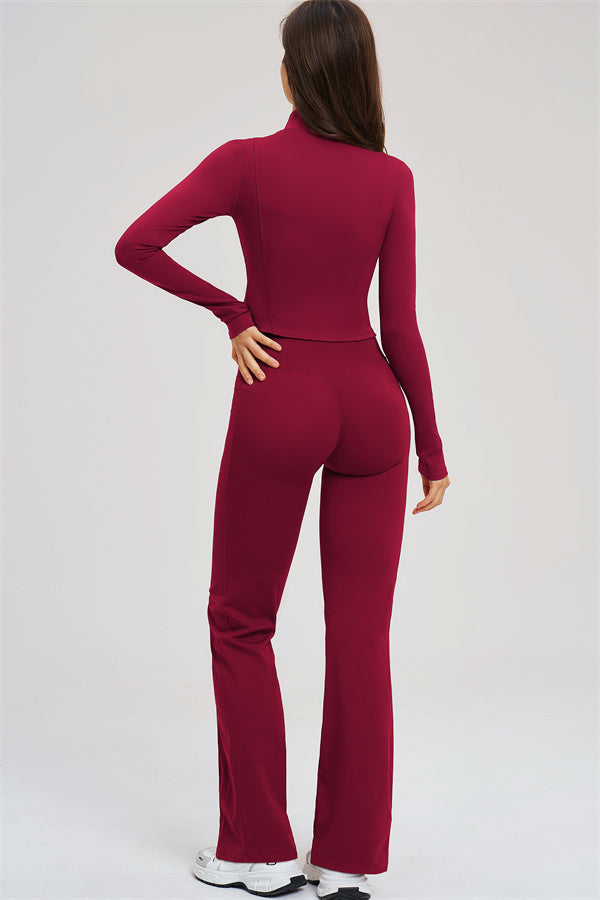 The Sizzle Zip Jacket Sports Bra Flared Leggings 3-Piece Set
