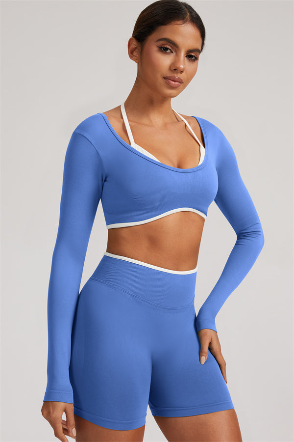 The Elevate Long Sleeve Crop top Shorts 2-Piece Set